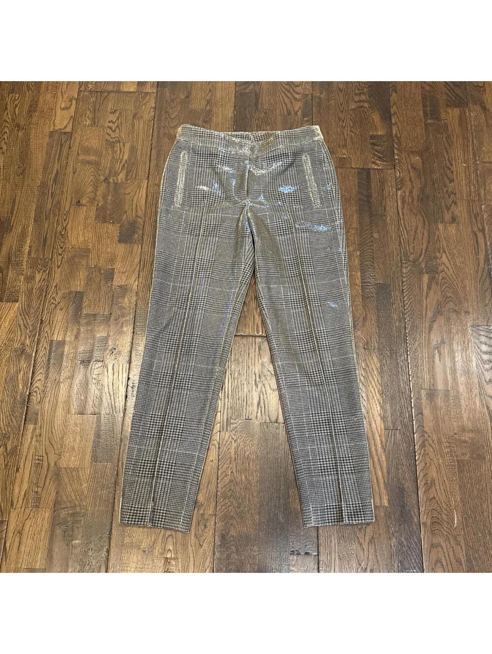 Akris Punto Metallic Houndstooth Techno Straight‑Leg Pants — Women’s 4, EUC!